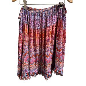 🍒 2/$20 🍒 Colorful Printed Women's Rayon Skirt XL By Cb